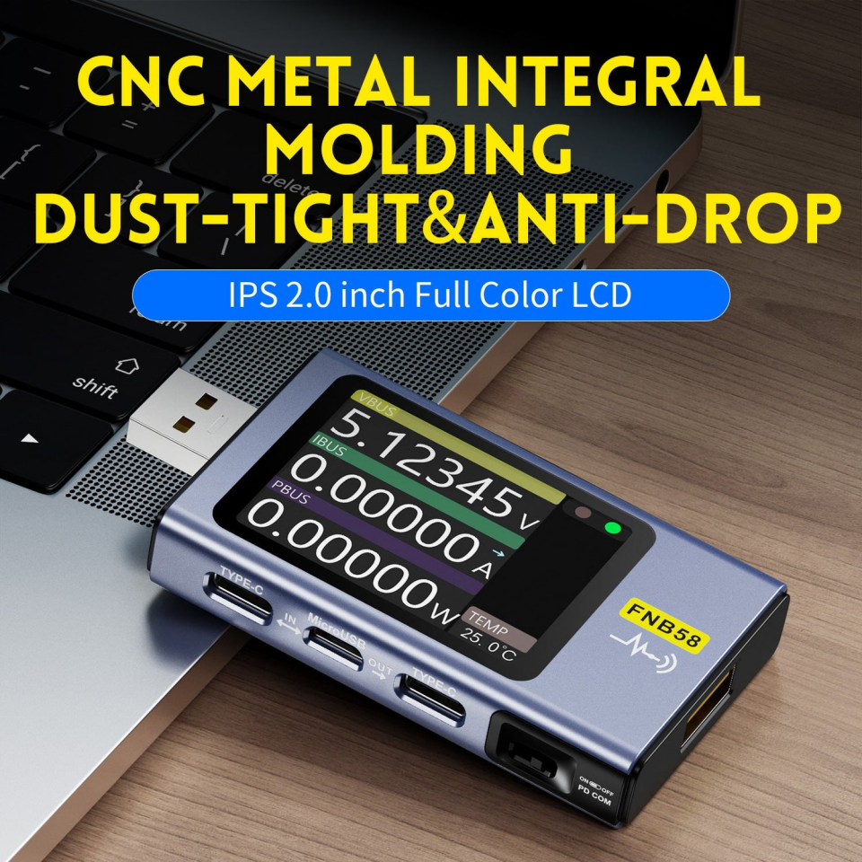 FNIRSI FNB58-BT Bluetooth USB Voltmetre Ampermetre Test Cihazı