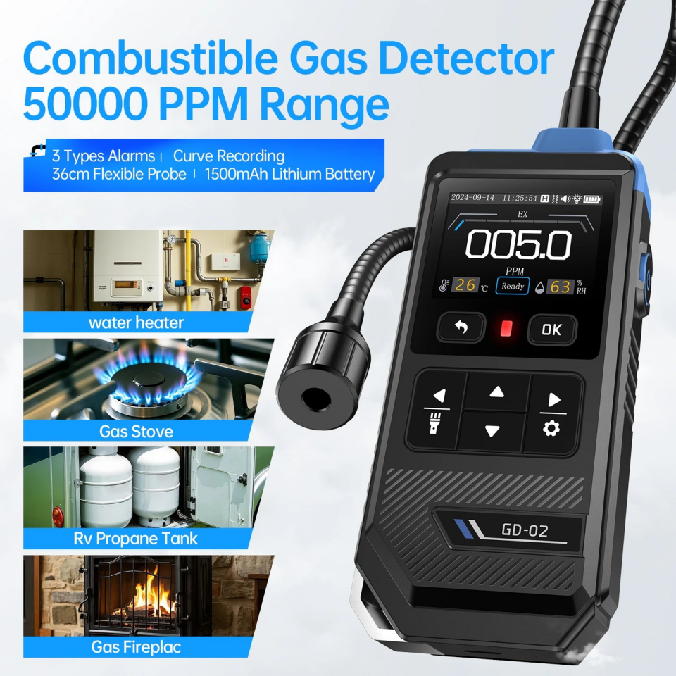 FNIRSI GD-02 Taşınabilir Yanıcı Gaz Dedektörü