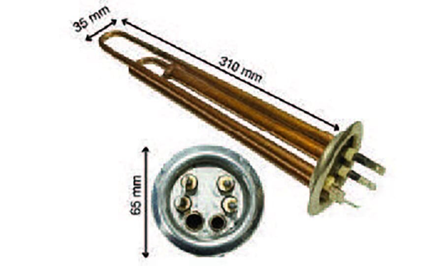 SRC Rezistans CR 110 266 Bakır Yuvarlak Flanşlı Çift Ter. Borulu 220 V 2000 Watt (Cu)
